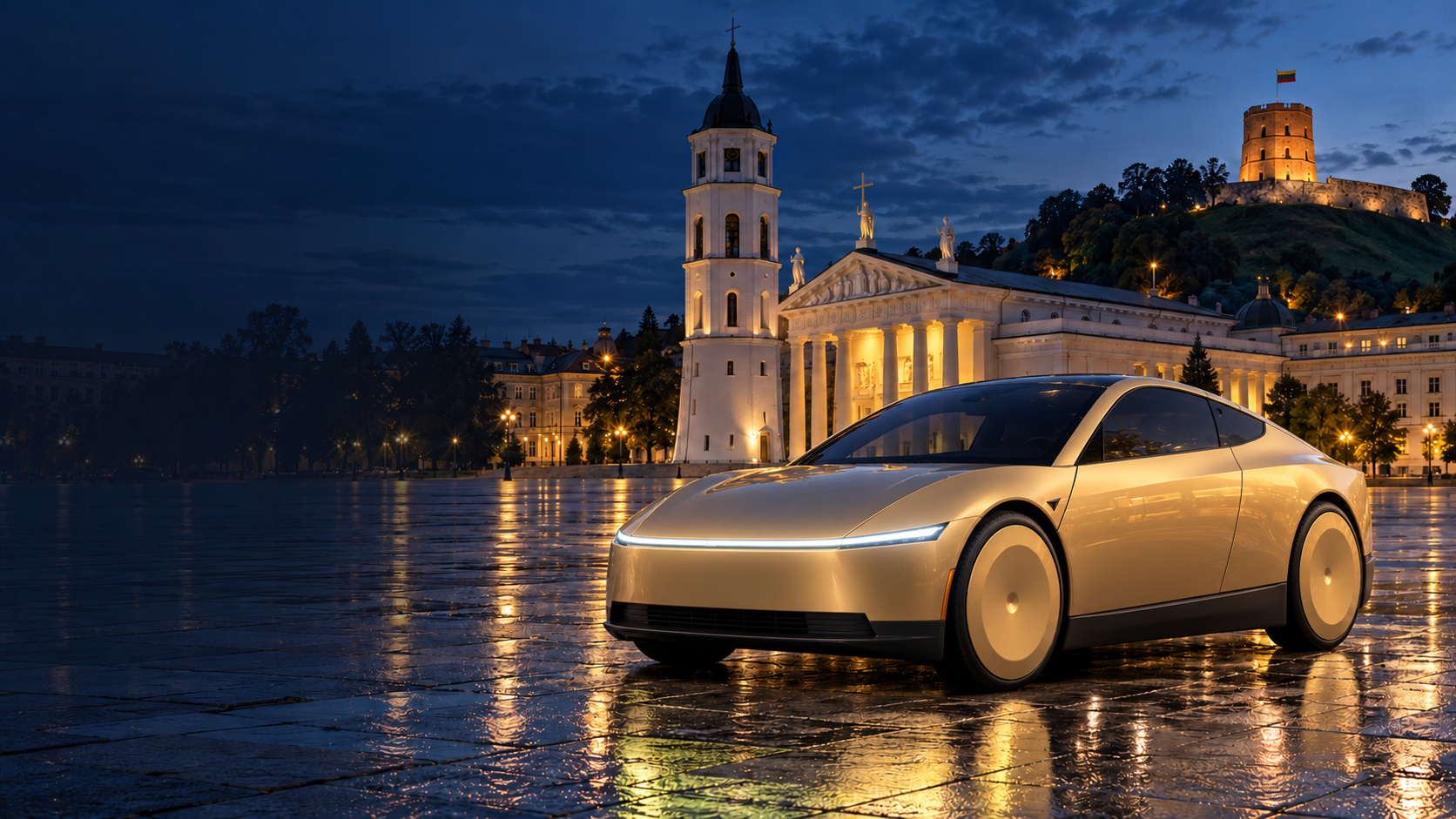 Concept visualisation of Tesla Cybercab in Vilnius